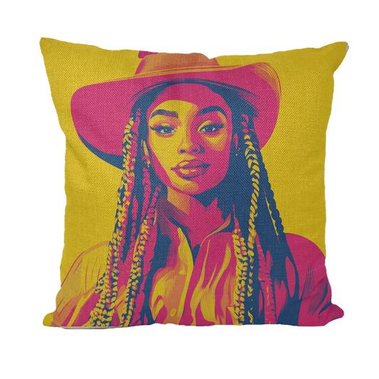 Bey Collection| Winnie Orange : Let's Ride Throw Pillow with Insert