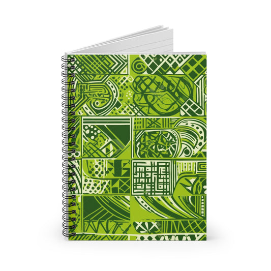 Sankofa Splendor | African Wax Print | Green Tribal Spiral Notebook - Ruled Line | Journal |