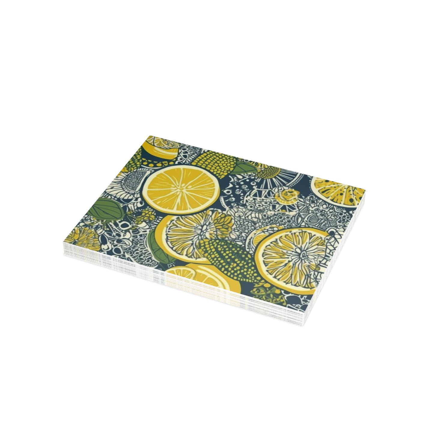 Lemons and Leaves: Lemonade brunch Blue Postcard Bundles |envelopes included | African Wax Print |