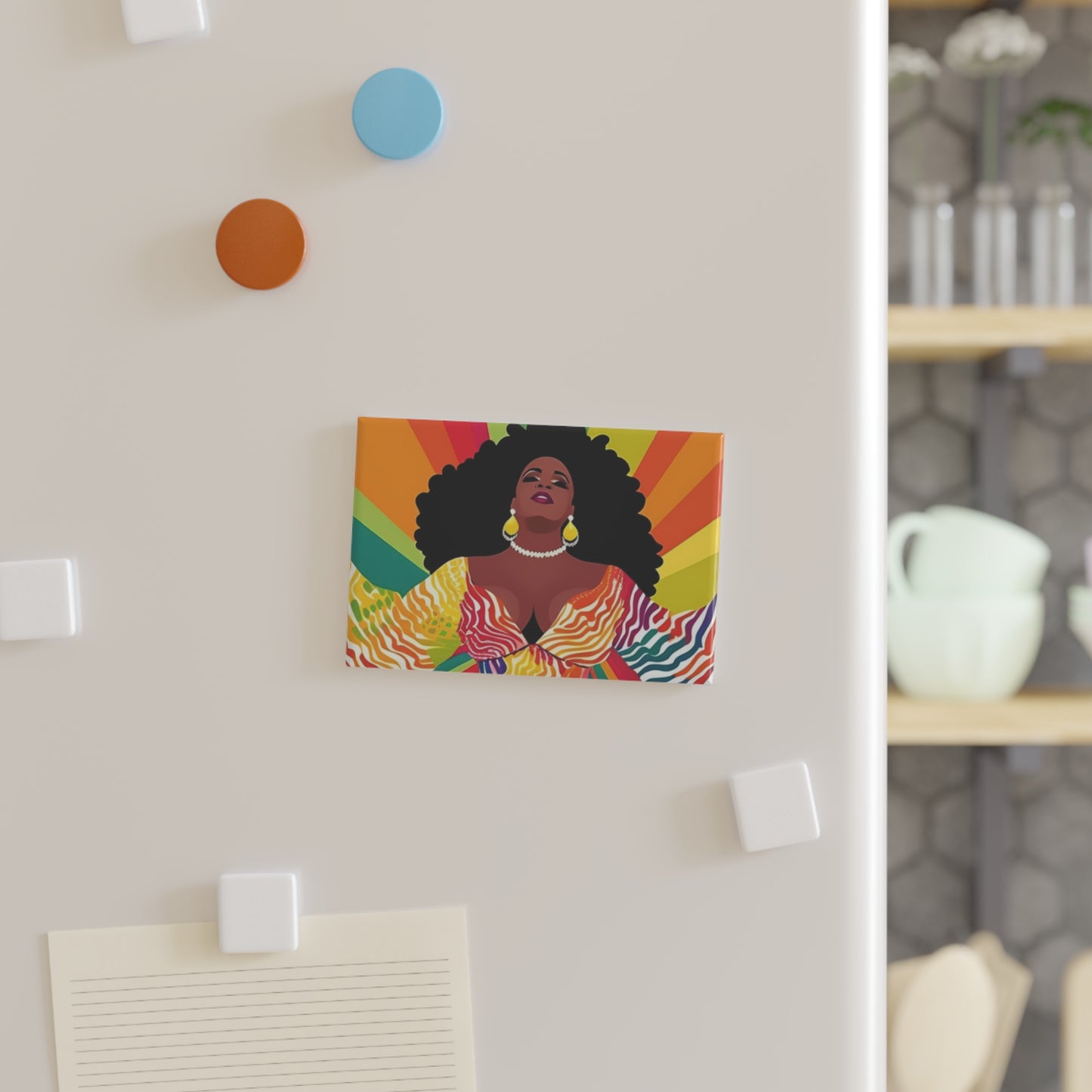 African American Rainbow Queen Magnet | Empowering Fridge Decor