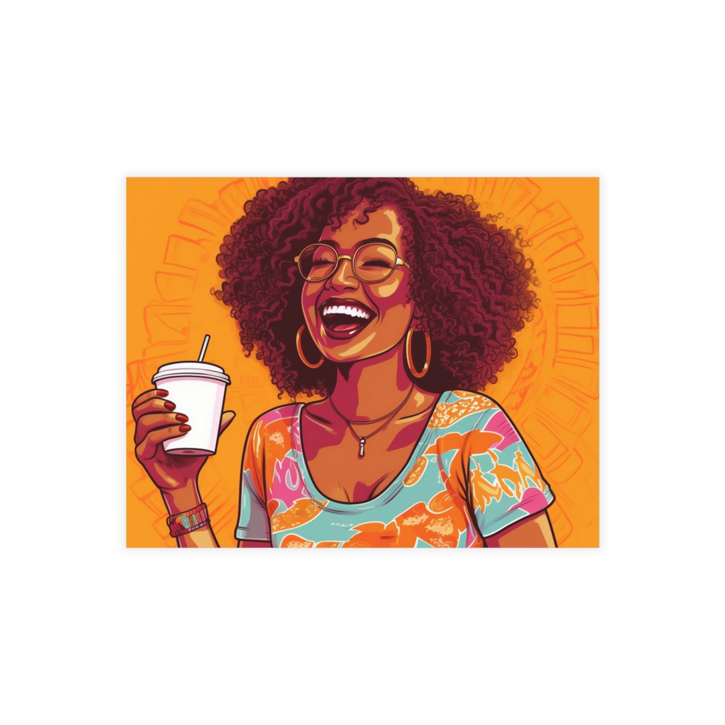 | Coffee Break Collection | Postcard Bundles (envelopes included) | Black African American Women with Coffee | Orange |