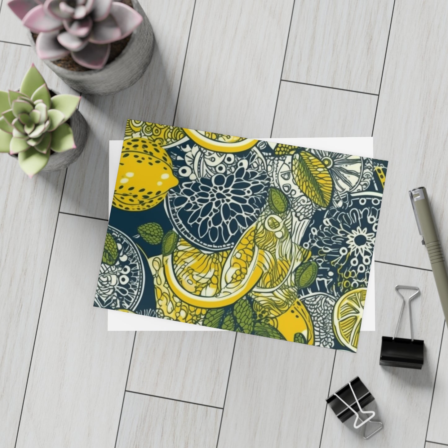 Lemons and Leaves | lemonade lace brunch Postcard Bundles (envelopes included) | African Wax Print|