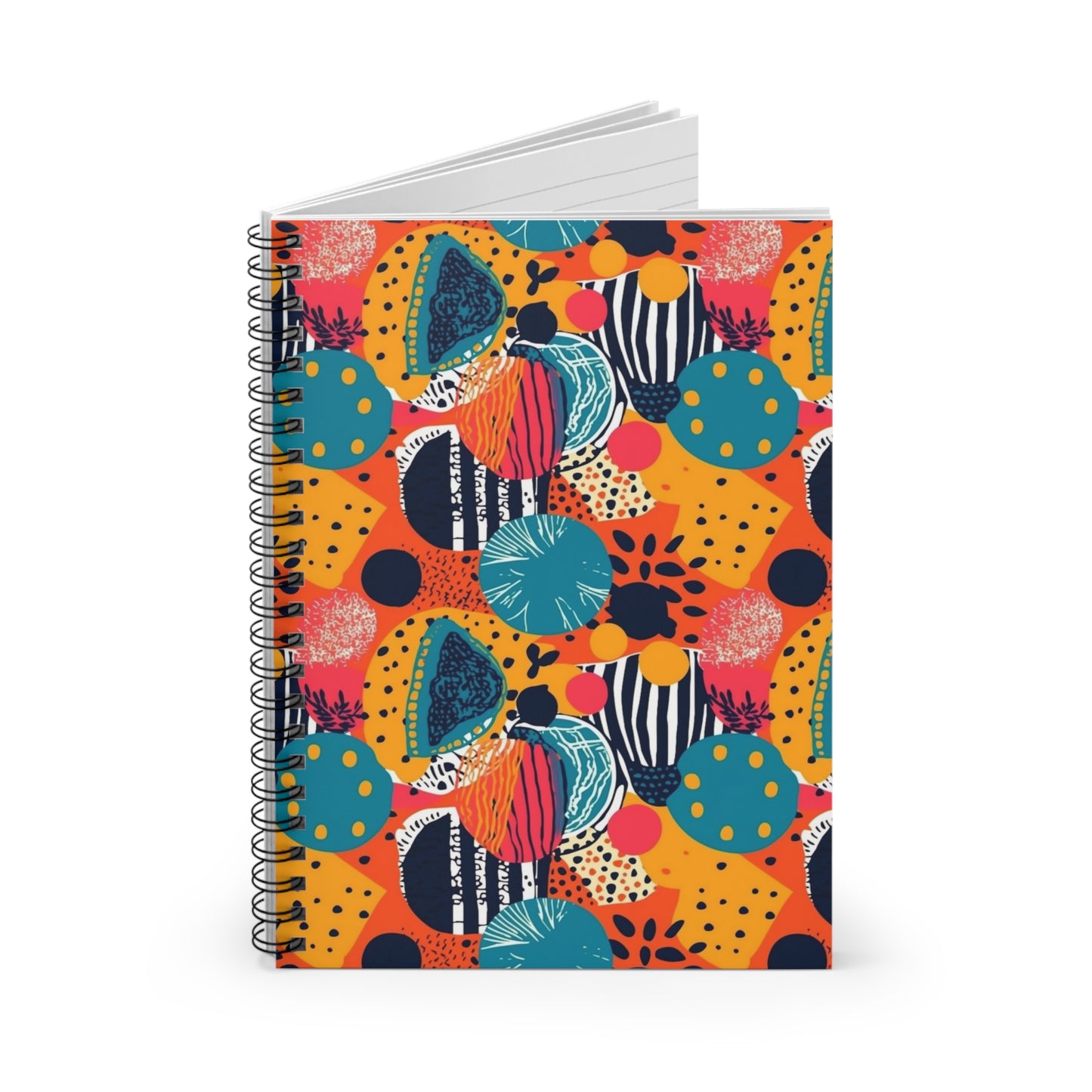 | Kalahari Kaleidoscope | Spiral Notebook - Ruled Line | African Wax Print | Orange, Teal |