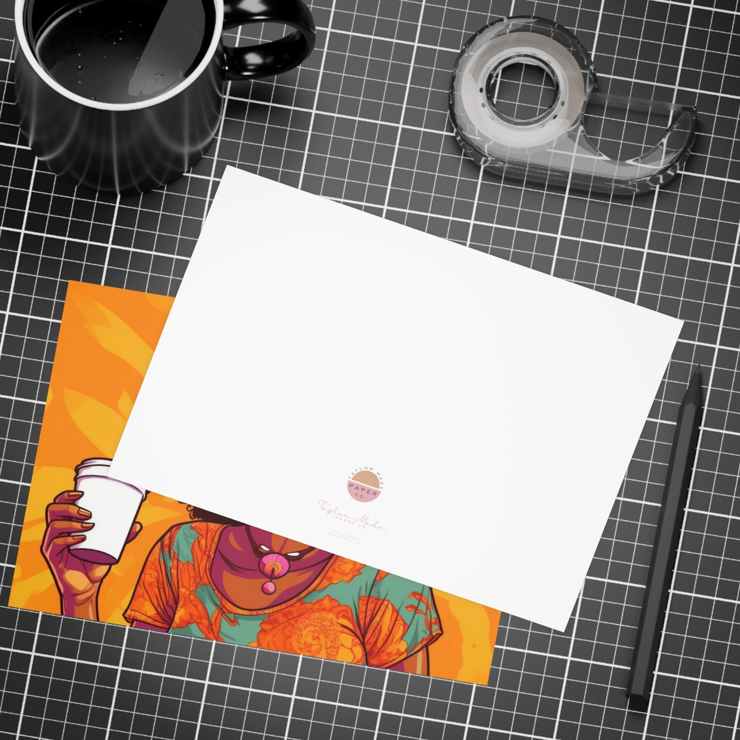 Coffee Break Collection | Jill | Black African American Women with Coffee | Black Joy | Orange |