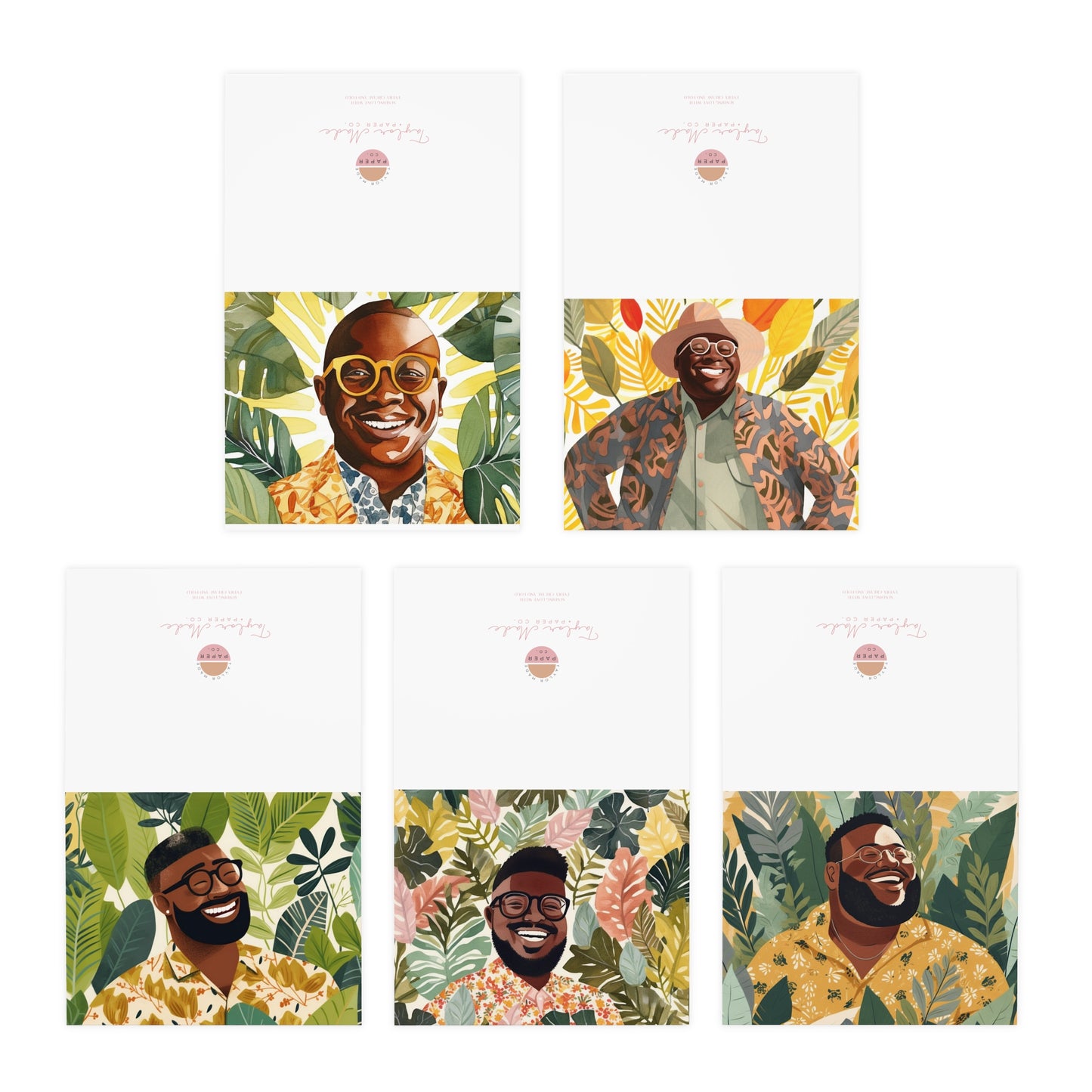 Black & Bold Collection: Black Men Bundle Multi-Design Greeting Cards (5-Pack)