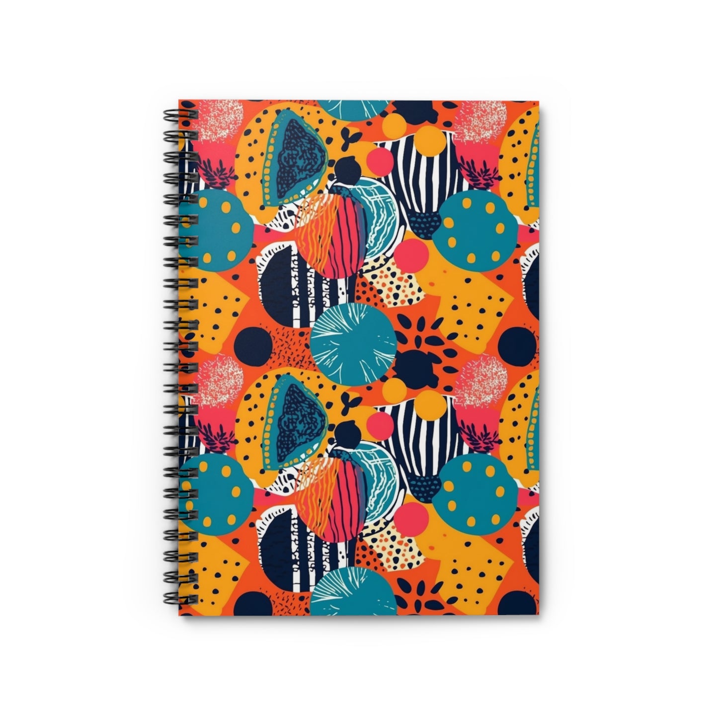 | Kalahari Kaleidoscope | Spiral Notebook - Ruled Line | African Wax Print | Orange, Teal |