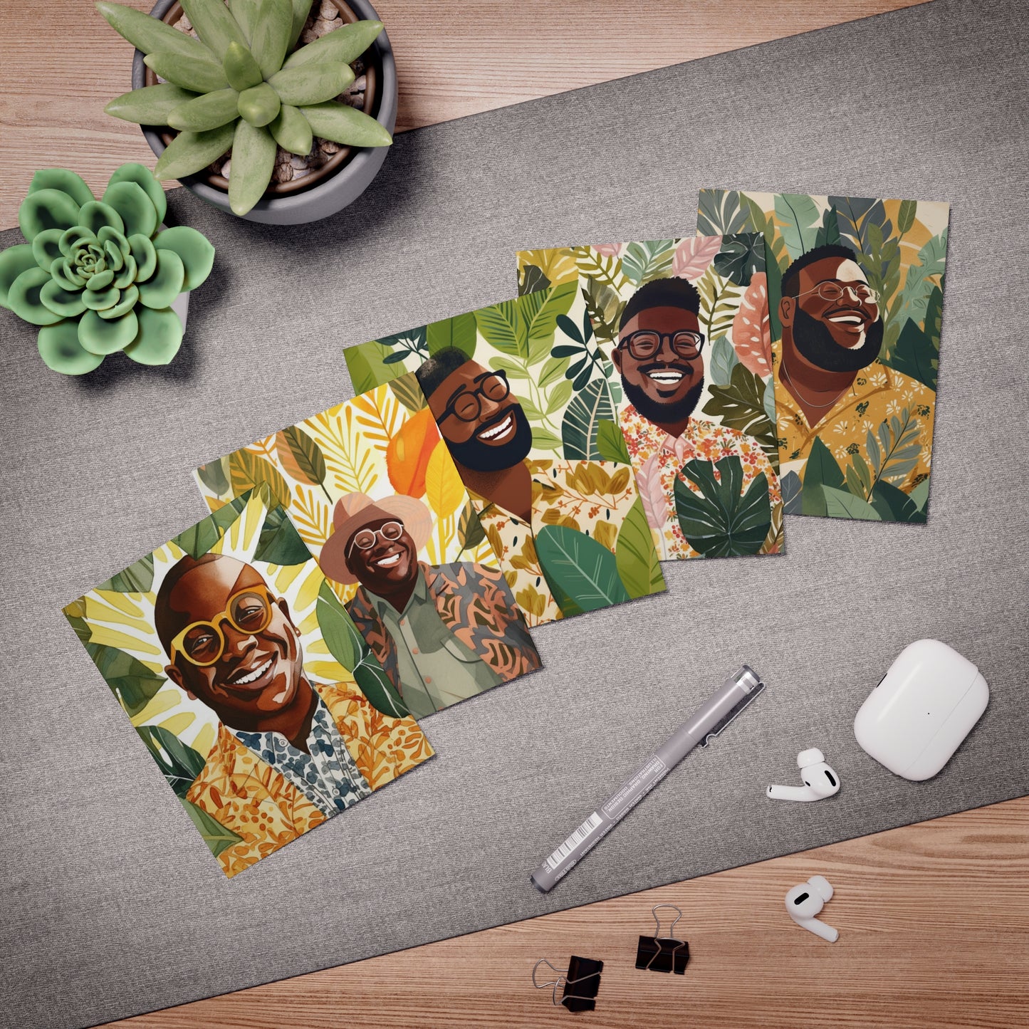Black & Bold Collection: Black Men Bundle Multi-Design Greeting Cards (5-Pack)