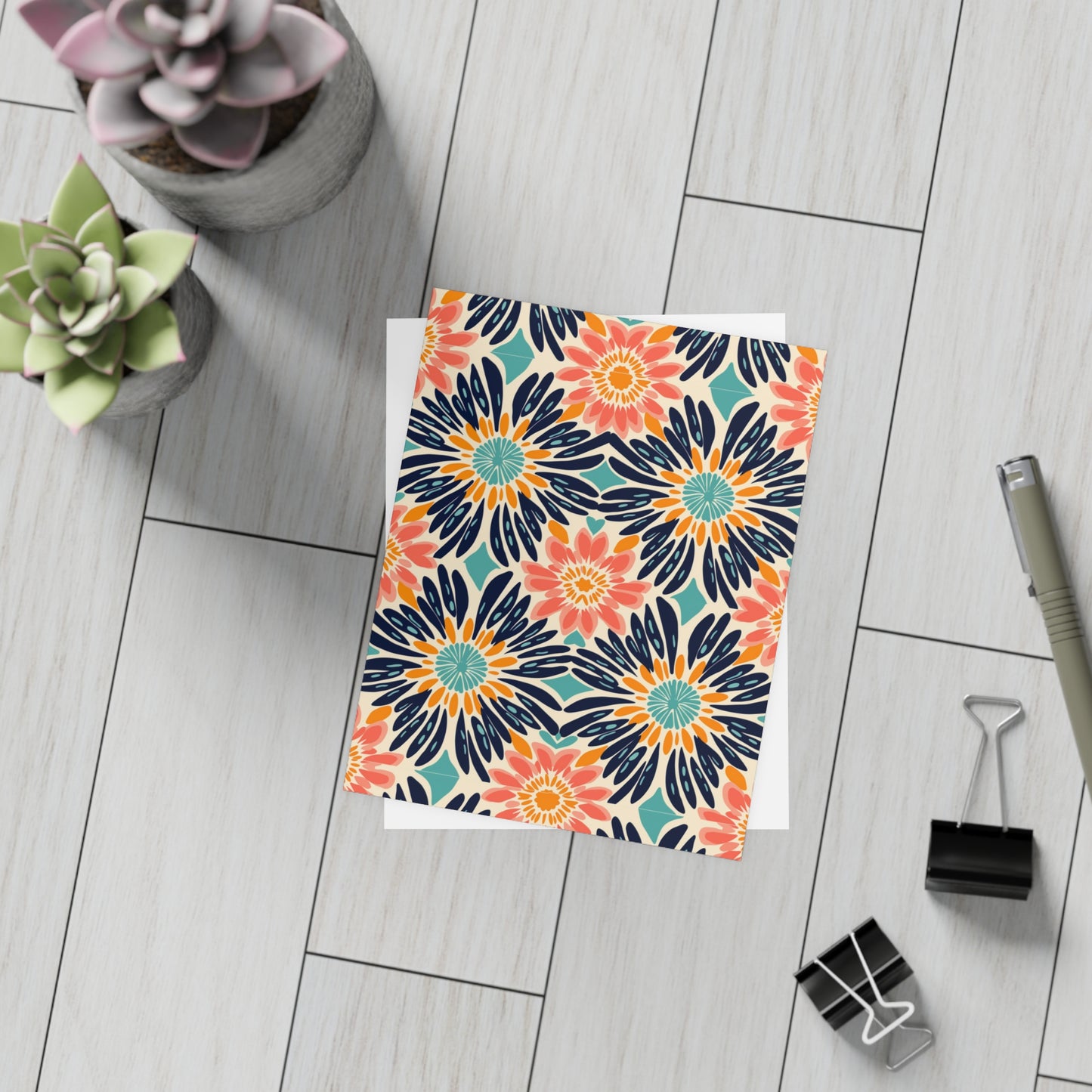 Bogolan Burst | Postcard Bundles (envelopes included) | African Wax Print |