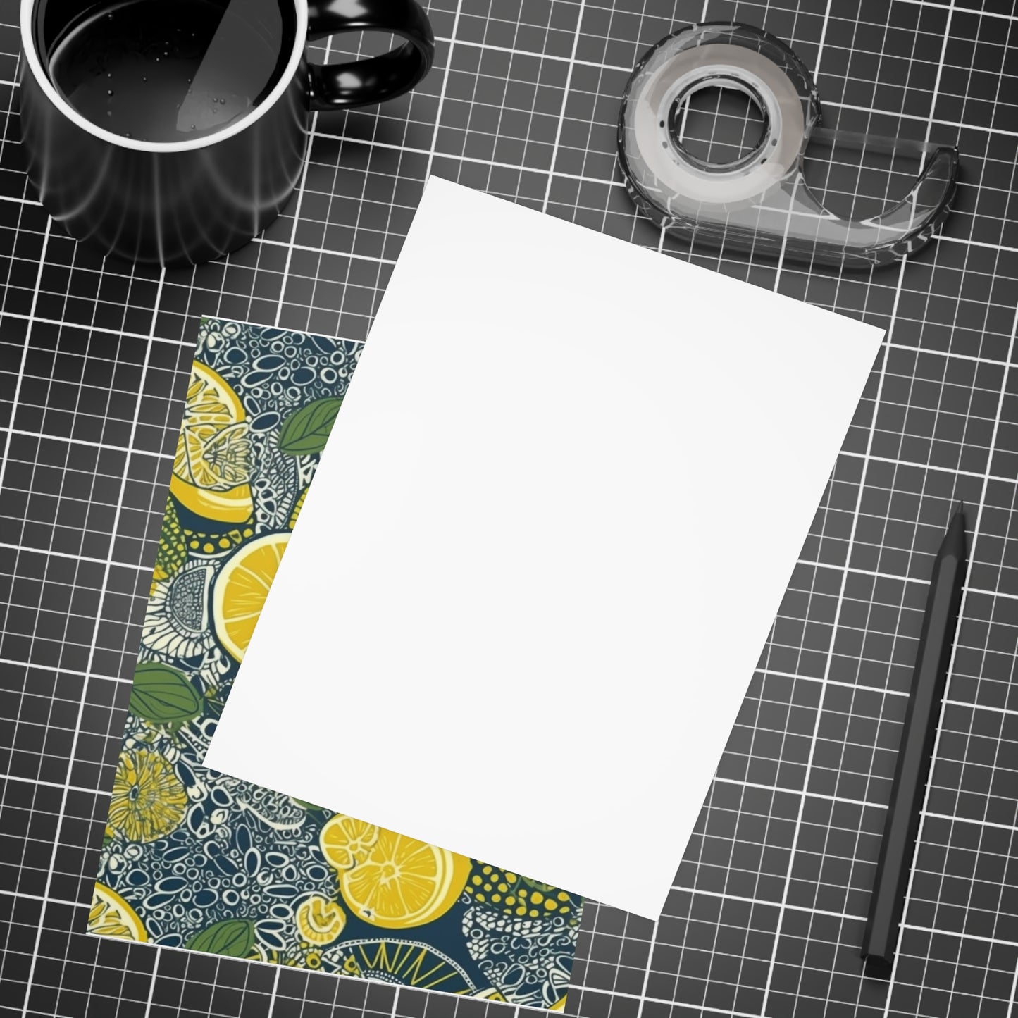 Lemons and Leaves: Lemonade brunch Blue Postcard Bundles |envelopes included | African Wax Print |