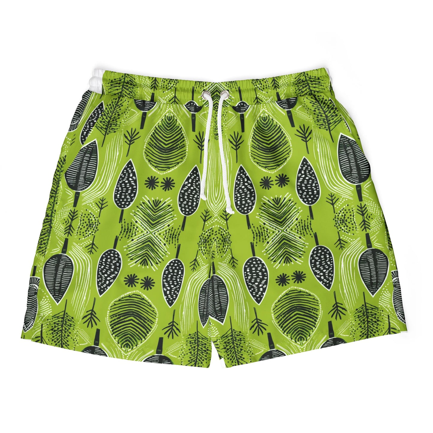 Tropical Leaf Swim Shorts | Unisex AOP Beachwear, Summer Swimwear, Vacation Essentials, Pool Party Gear, Tropical Vibes