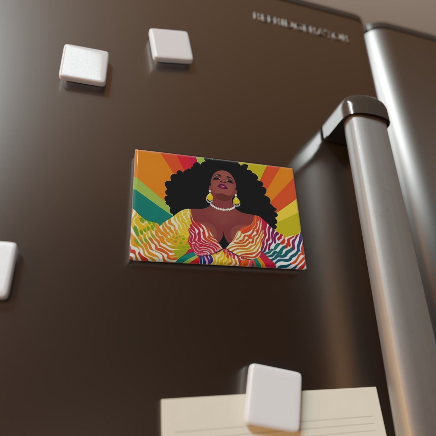 African American Rainbow Queen Magnet | Empowering Fridge Decor