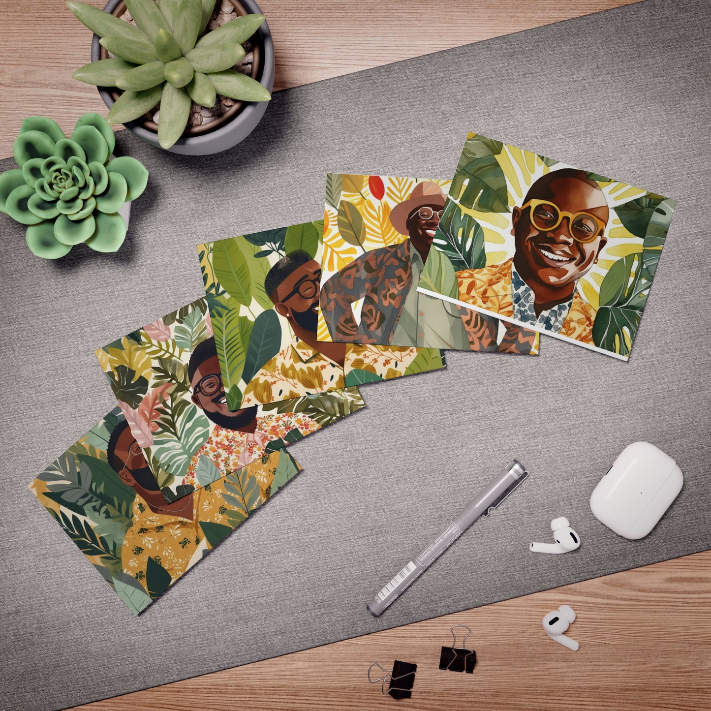 Black & Bold Collection: Black Men Bundle Multi-Design Greeting Cards (5-Pack)