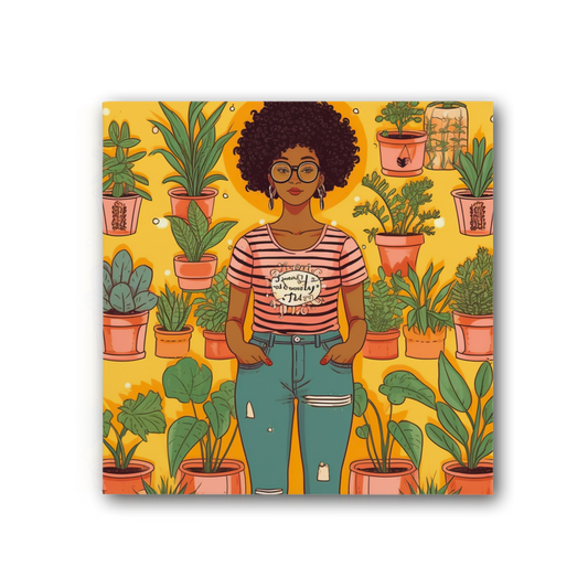 Plant Mom Collection | Trina  Sunshine| Black Women | Premium Stretched Canvas