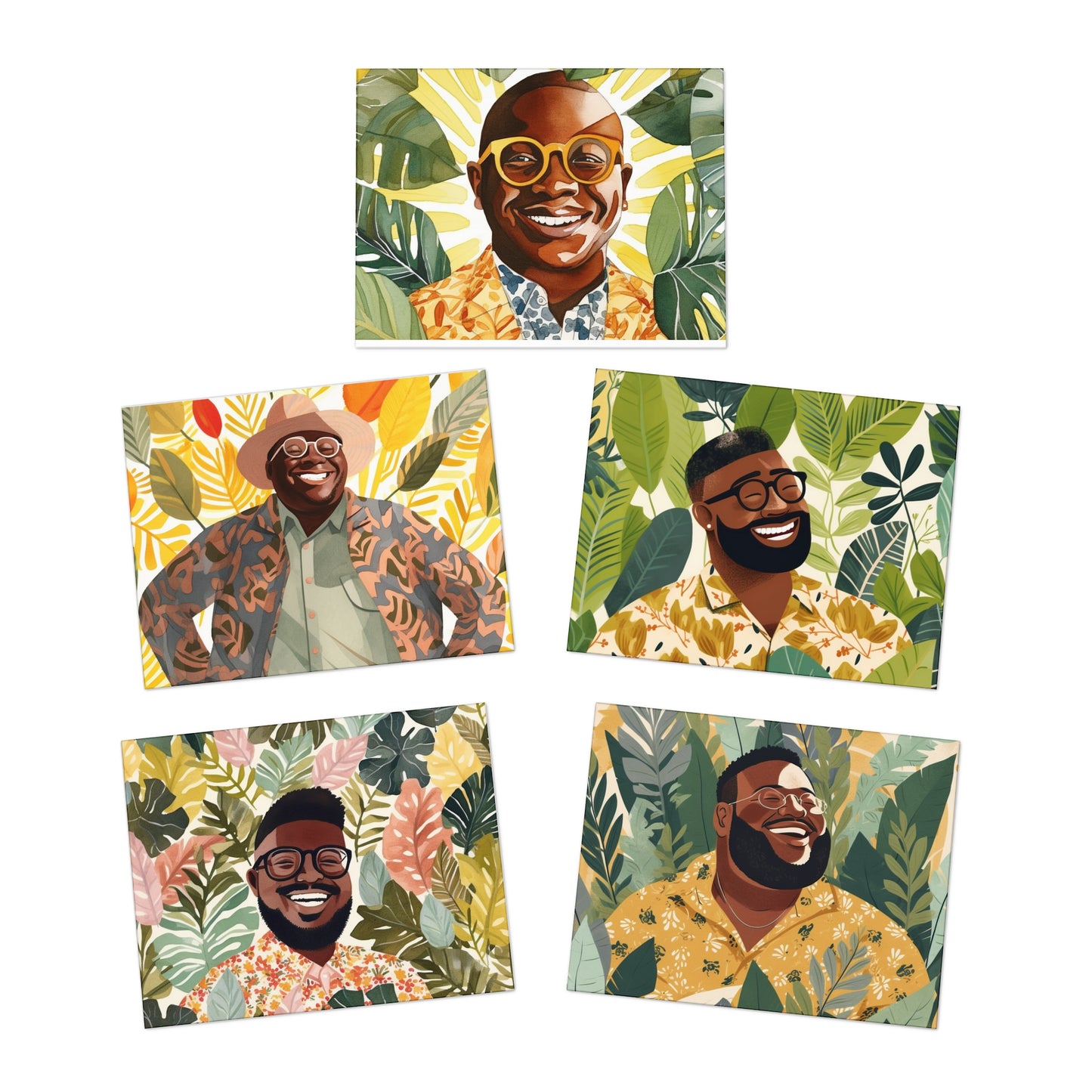Black & Bold Collection: Black Men Bundle Multi-Design Greeting Cards (5-Pack)