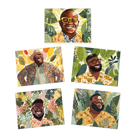Black & Bold Collection:  Black Men Bundle Multi-Design Greeting Cards (5-Pack)