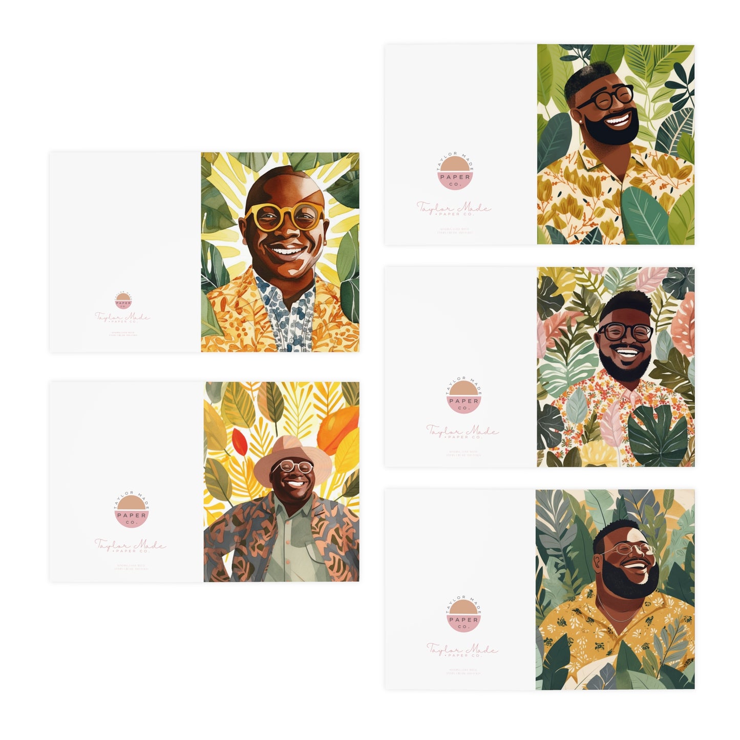 Black & Bold Collection: Black Men Bundle Multi-Design Greeting Cards (5-Pack)