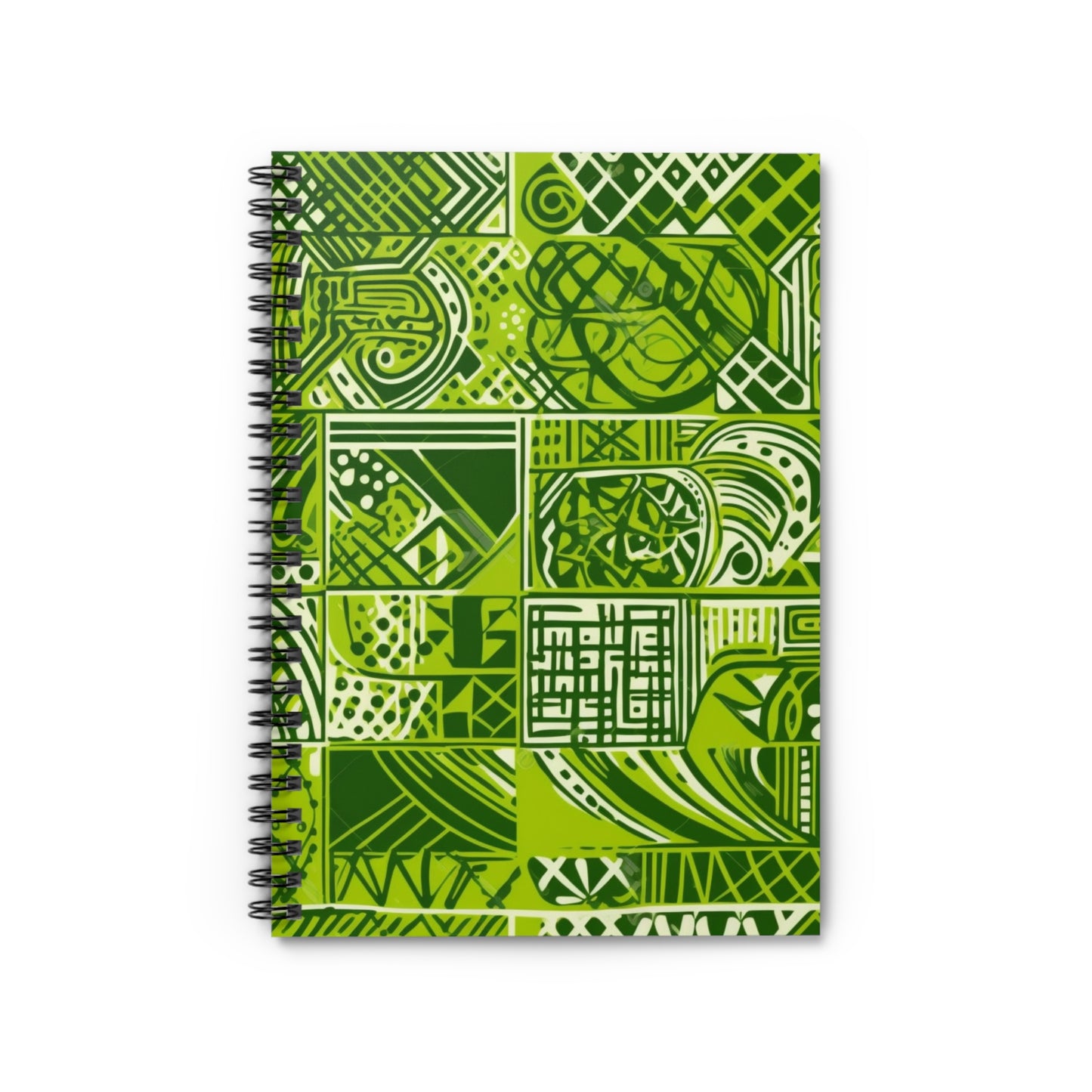 Sankofa Splendor | African Wax Print | Green Tribal Spiral Notebook - Ruled Line | Journal |