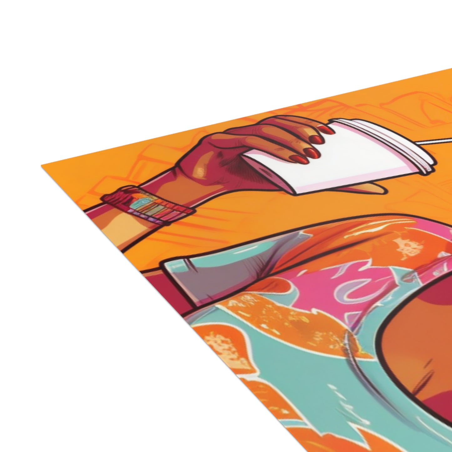 | Coffee Break Collection | Postcard Bundles (envelopes included) | Black African American Women with Coffee | Orange |
