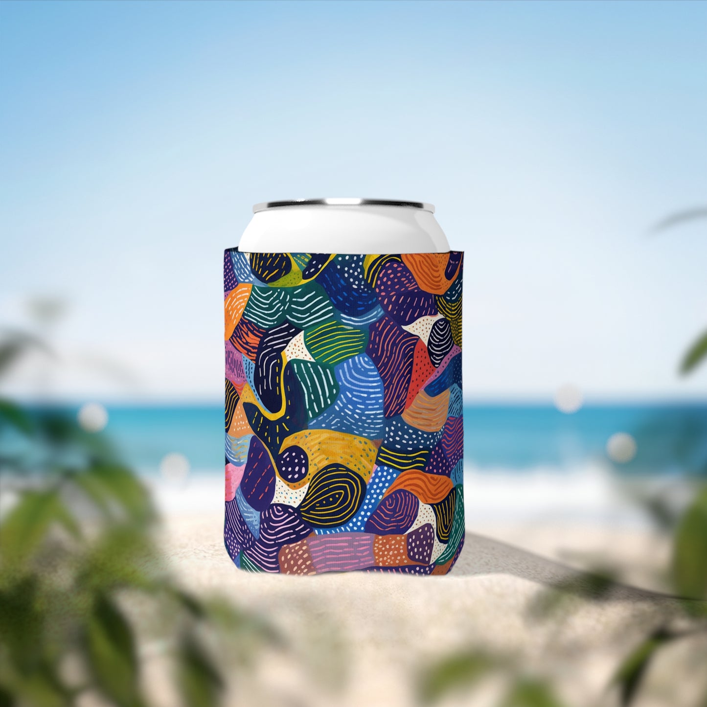 Kiki | Durable African Wax Print Can Cooler Sleeve | Fits Standard 12oz Cans | Novelty Gift Idea| Non-Slip Neoprene | Perfect Party Favor| Koozie|