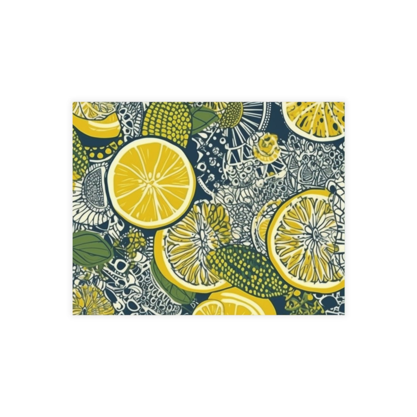 Lemons and Leaves: Lemonade brunch Blue Postcard Bundles |envelopes included | African Wax Print |