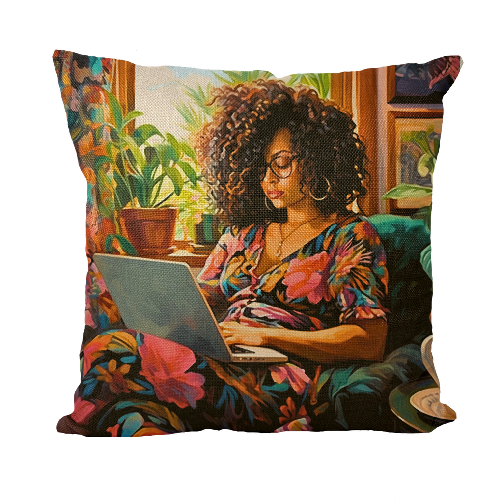 Black In Tech Collection | Momo | Throw Pillow with Insert