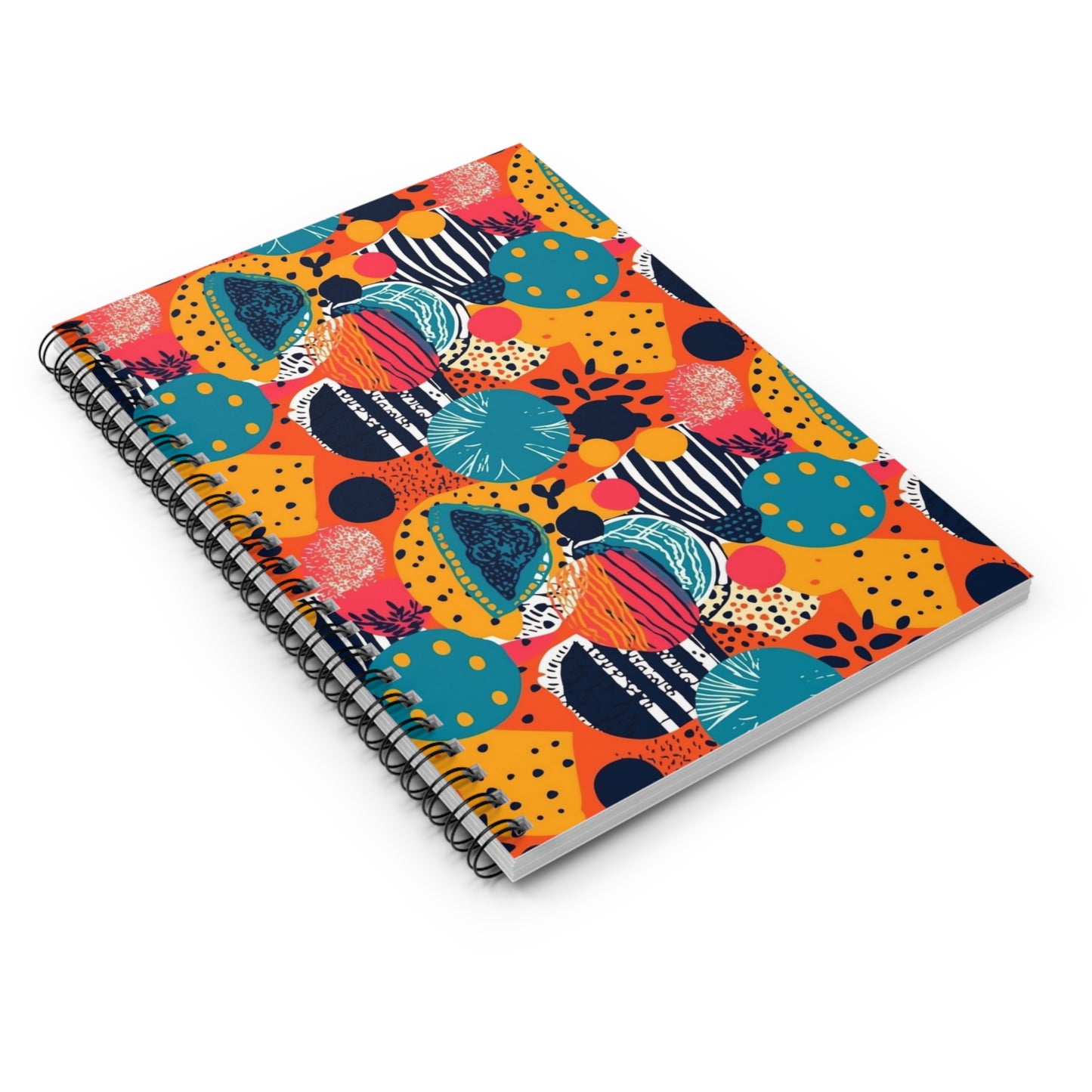 | Kalahari Kaleidoscope | Spiral Notebook - Ruled Line | African Wax Print | Orange, Teal |