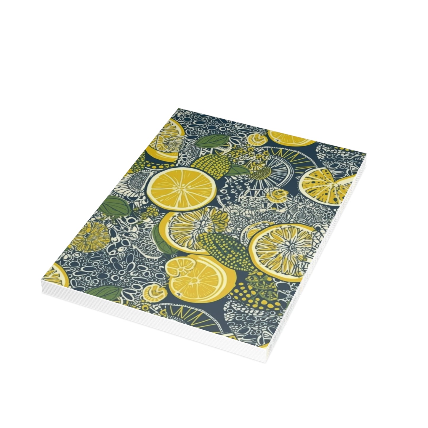 Lemons and Leaves: Lemonade brunch Blue Postcard Bundles |envelopes included | African Wax Print |