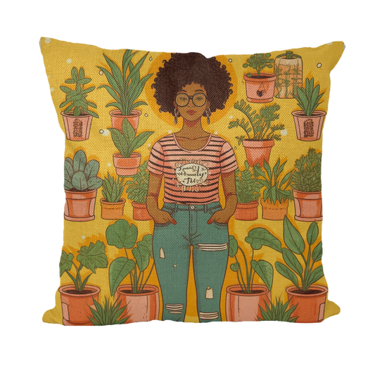Plant Mom Collection | Trina  Sunshine| Black Women | Throw Pillows