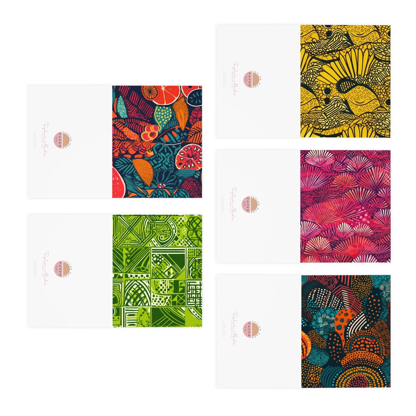 | African Batikk | African Wax Print | Multi-Design Bundle Greeting Cards (5-Pack) |