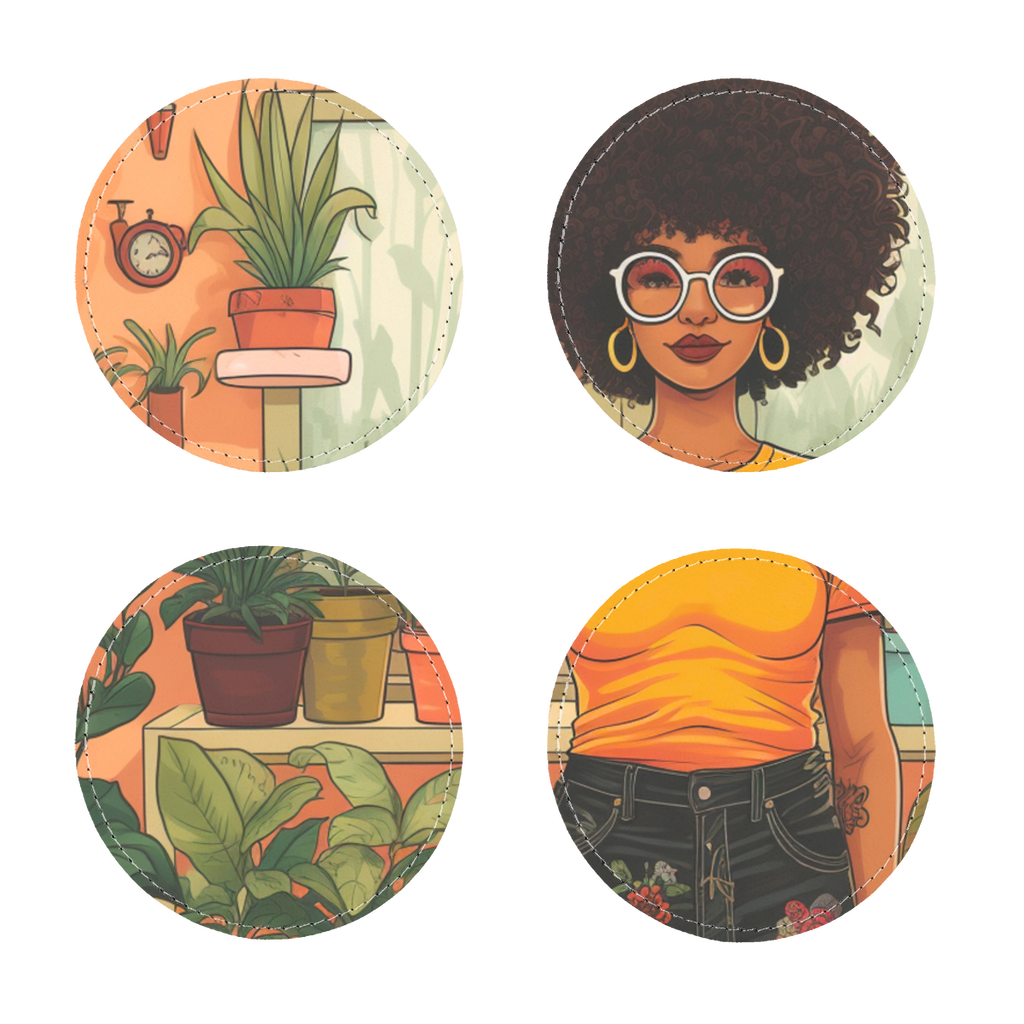 | Plant Mom Collection | Amina Tangerine | Sublimation Coasters Pack of Four