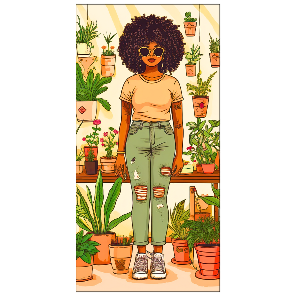 | Plant Mom Collection | Peach Dream | Flat Cards | Black Woman | By Her Beloved Plant Babies |