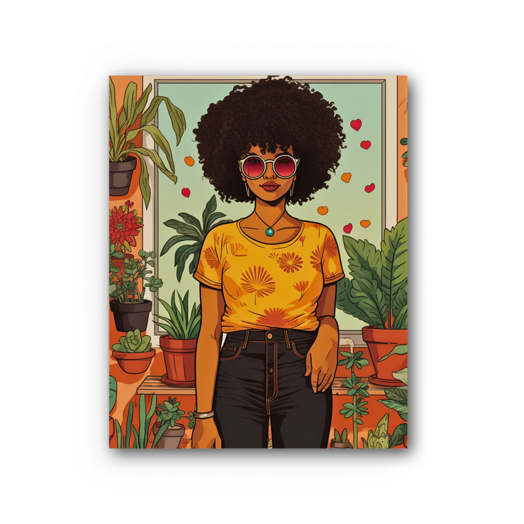 | Plant Mom Collection | Amina Tangerine | Premium Stretched Canvas