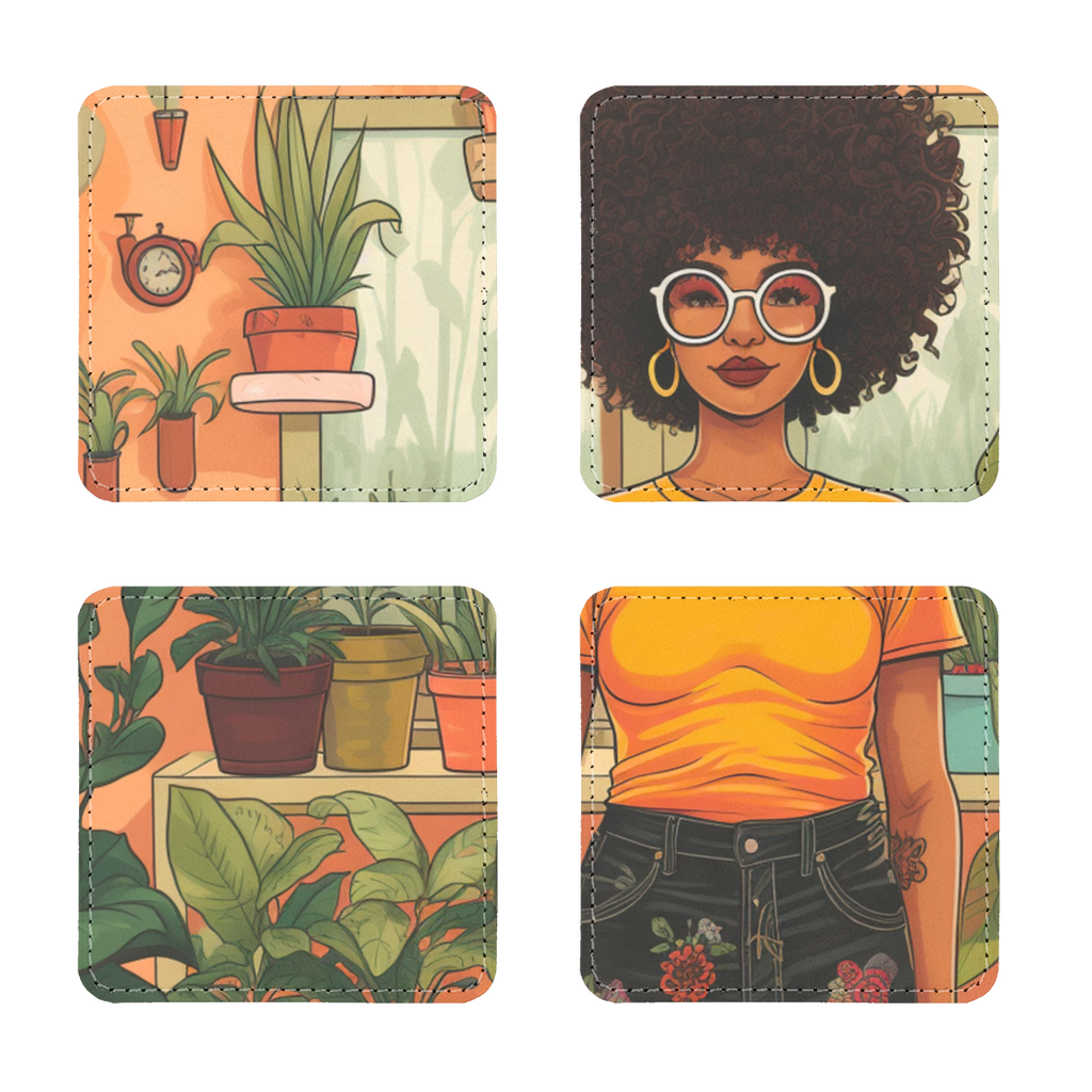 | Plant Mom Collection | Amina Tangerine | Sublimation Coasters Pack of Four