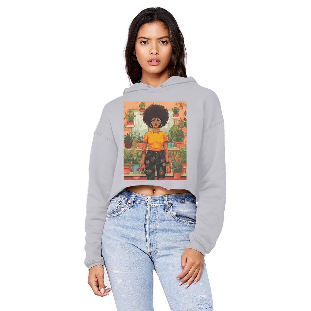 | Plant Mom Collection | Amina Tangerine | Cropped Raw Edge Boyfriend Hoodie