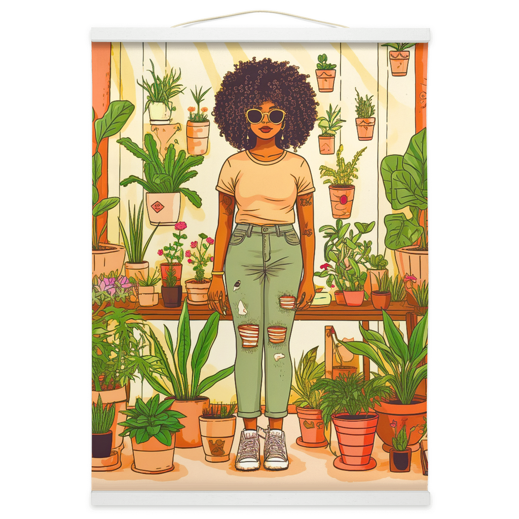 Plant Mom Collection | Peach Dream | Hanging Canvas Prints | Black Woman | By Her Beloved Plant Babies |