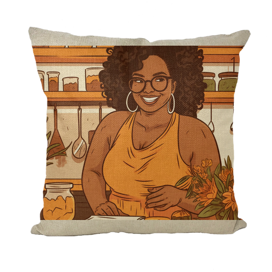 |Sunny Melanin Magic | Throw Pillow with Insert