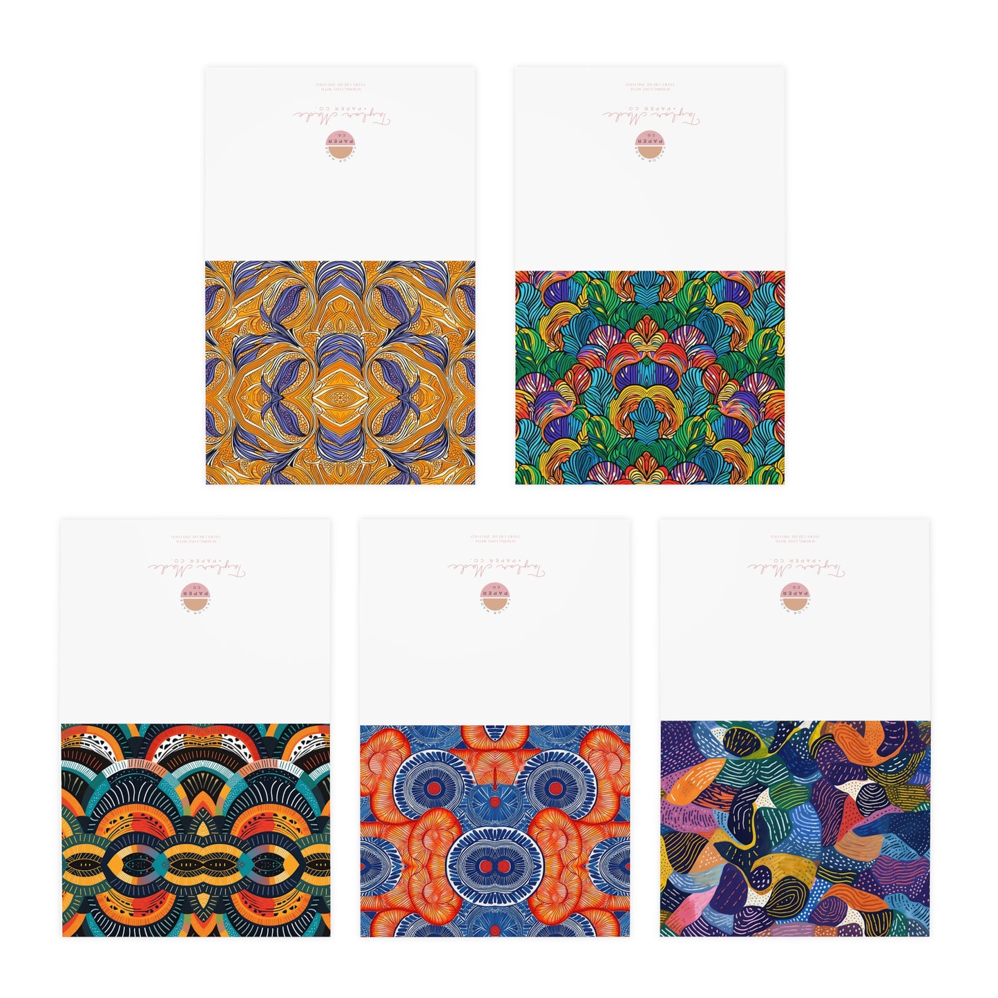African Wax Print: Bulk Blank Greeting Cards (5-Pack)