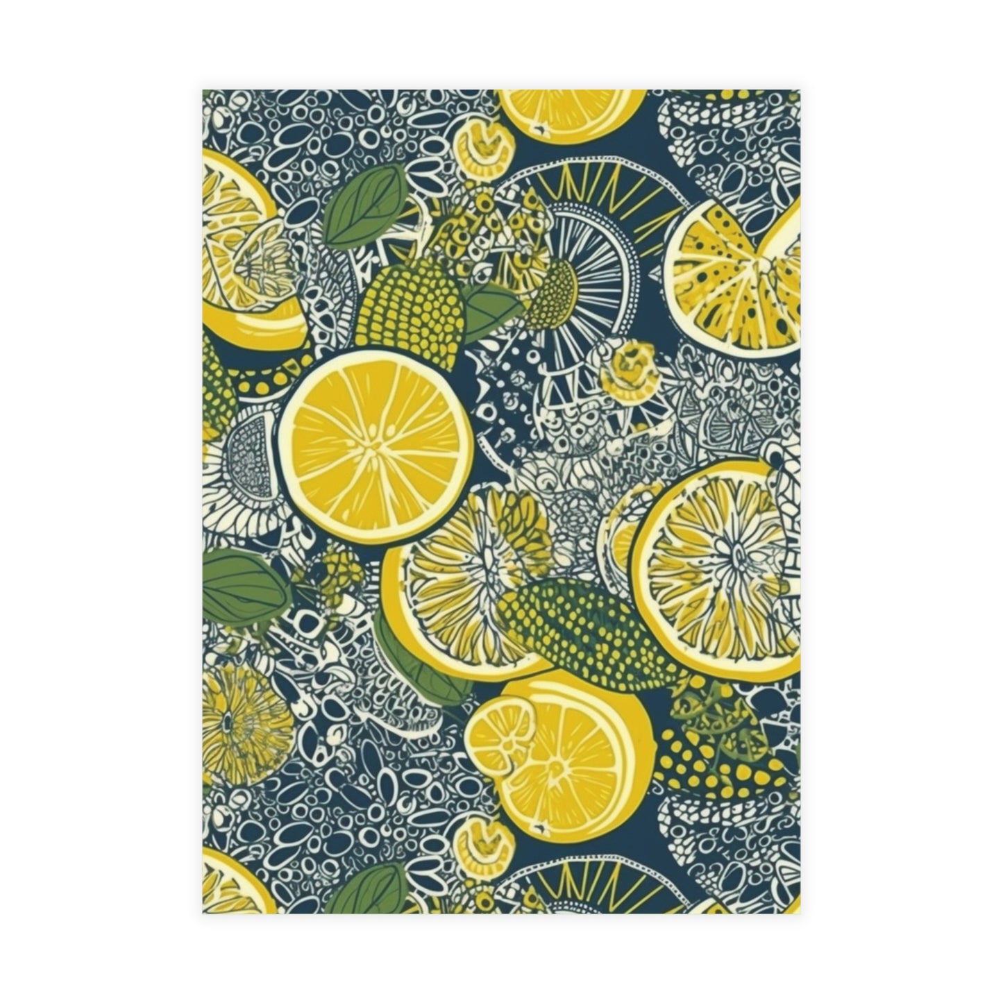 Lemons and Leaves: Lemonade brunch Blue Postcard Bundles |envelopes included | African Wax Print |