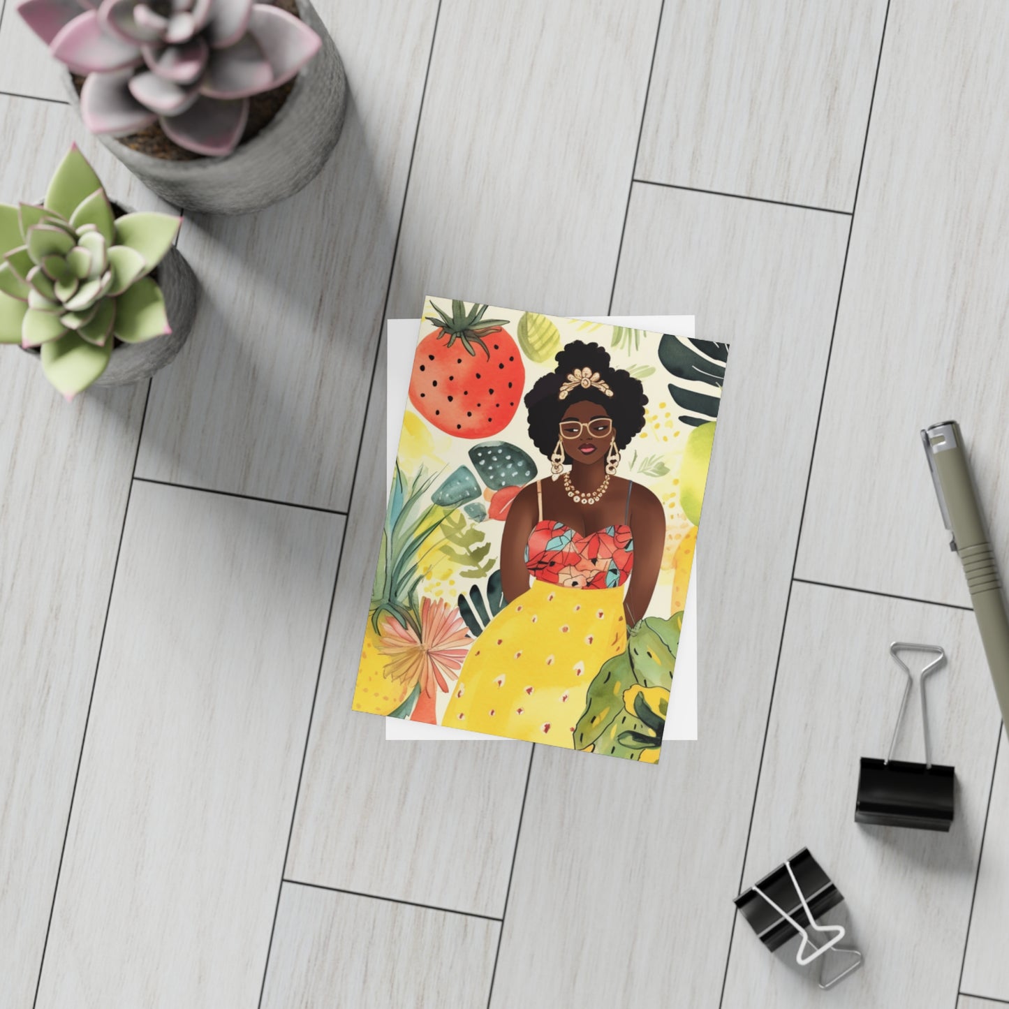 | Black Girl Magic | Chopped Fruit | Watercolor Black Girl | Postcard Bundles (envelopes included) |