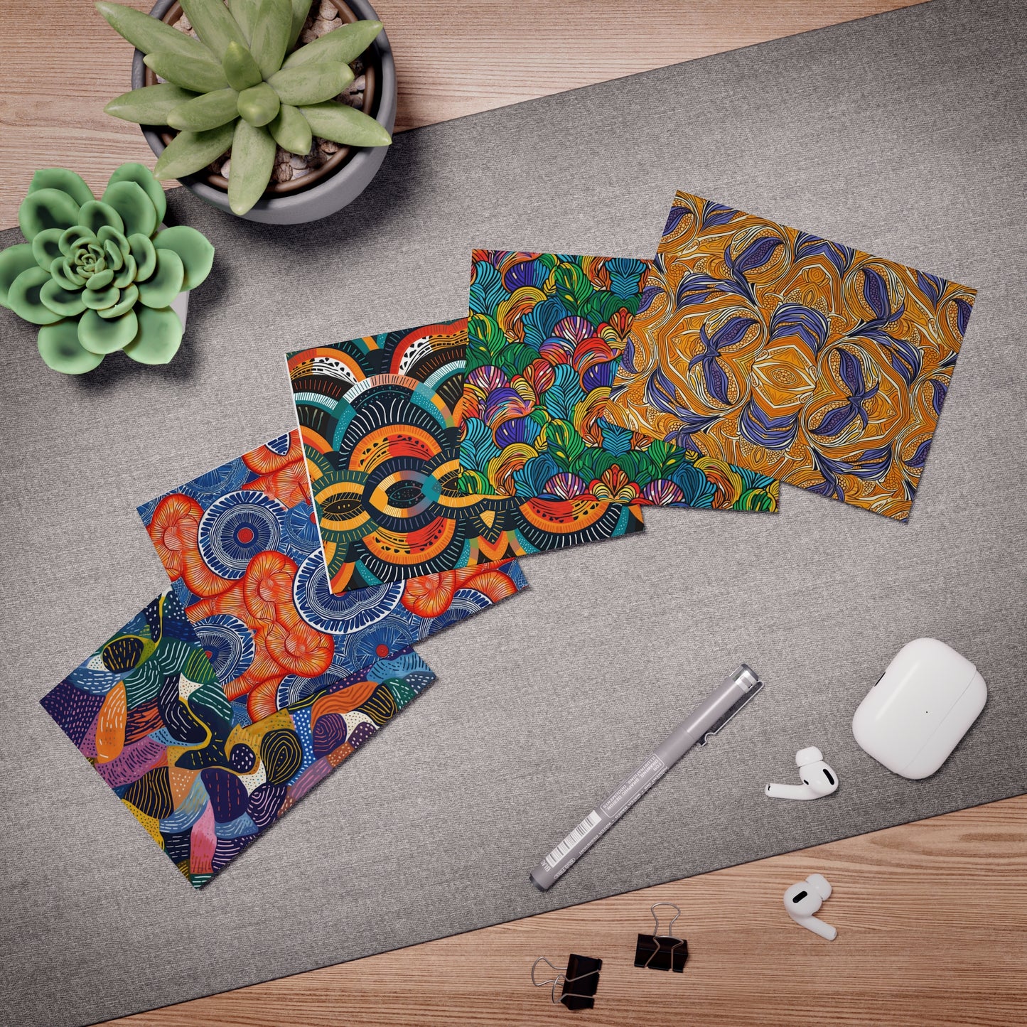 African Wax Print: Bulk Blank Greeting Cards (5-Pack)