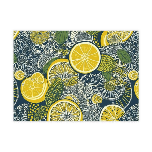 Lemons and Leaves: Lemonade brunch Blue Postcard Bundles |envelopes included | African Wax Print |