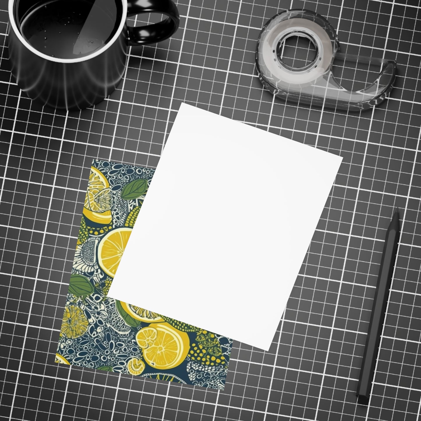 Lemons and Leaves: Lemonade brunch Blue Postcard Bundles |envelopes included | African Wax Print |