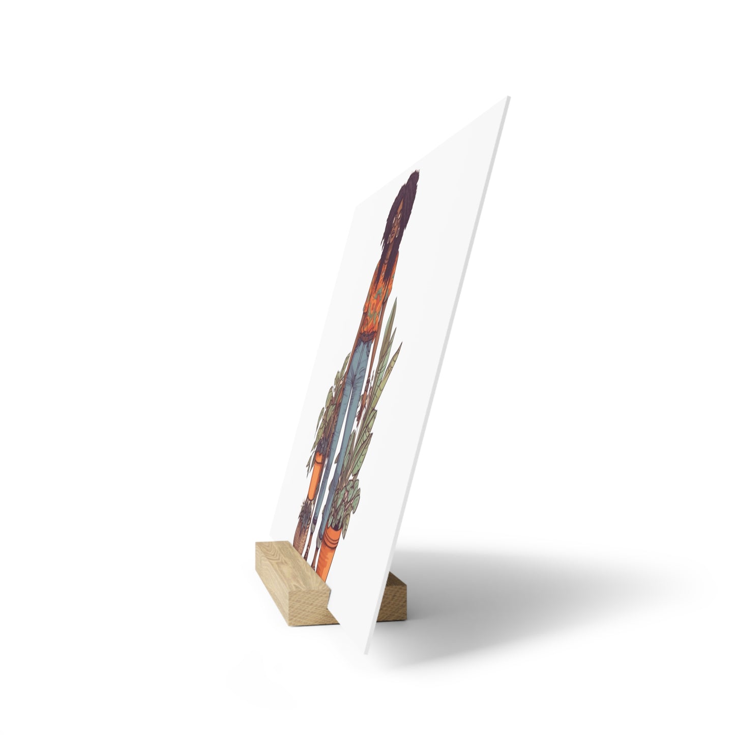 Plant Mom Collection| Kesha| Gallery Board with Stand | Black African American Women Plant Mom| Orange