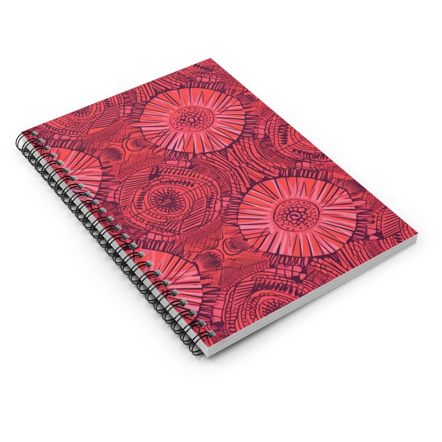 Amhara Ambiance Collection | Spiral Notebook - Ruled Line | Pink | African Wax Print|