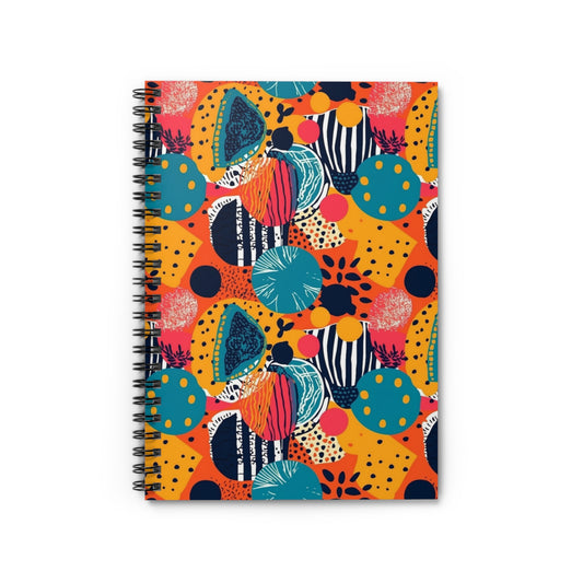 | Kalahari Kaleidoscope | Spiral Notebook - Ruled Line | African Wax Print | Orange, Teal |