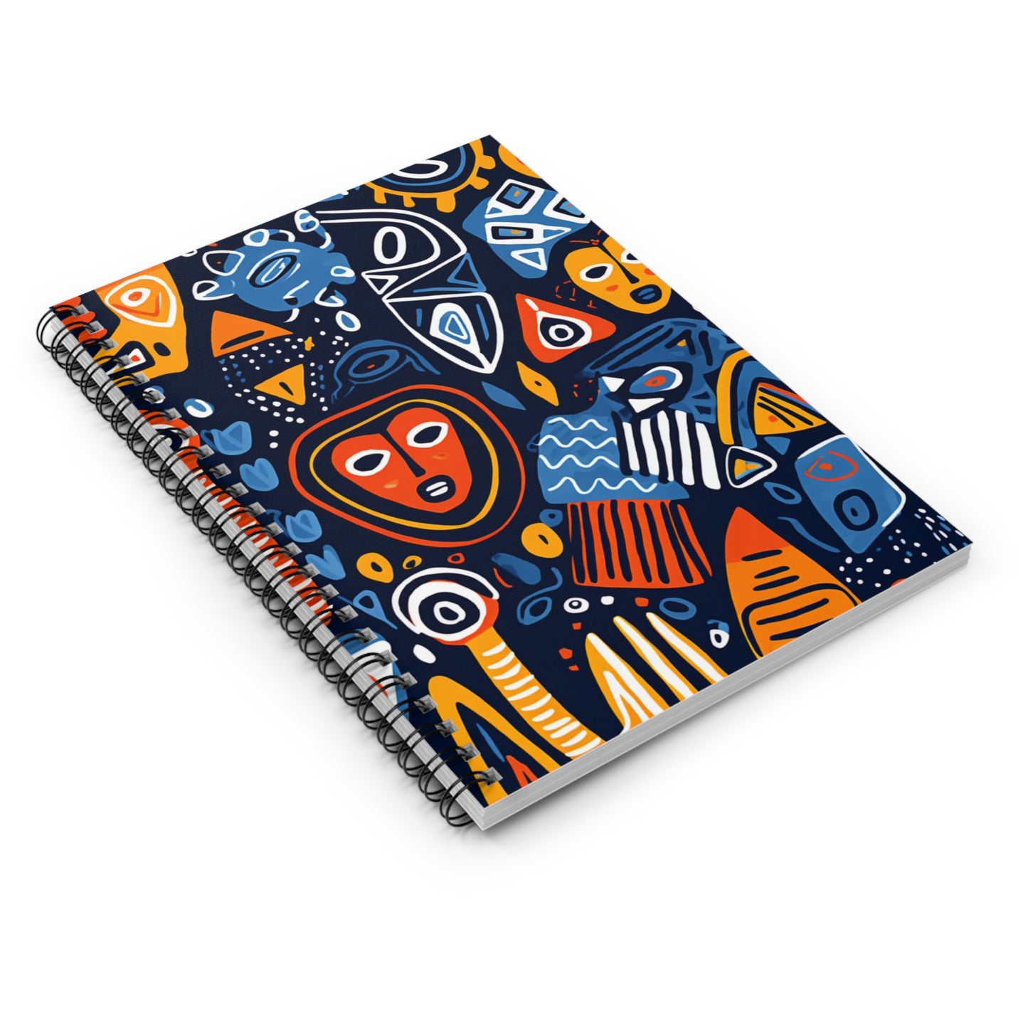 Mukingi Mask | African Wax Print | Spiral Notebook - Ruled Line