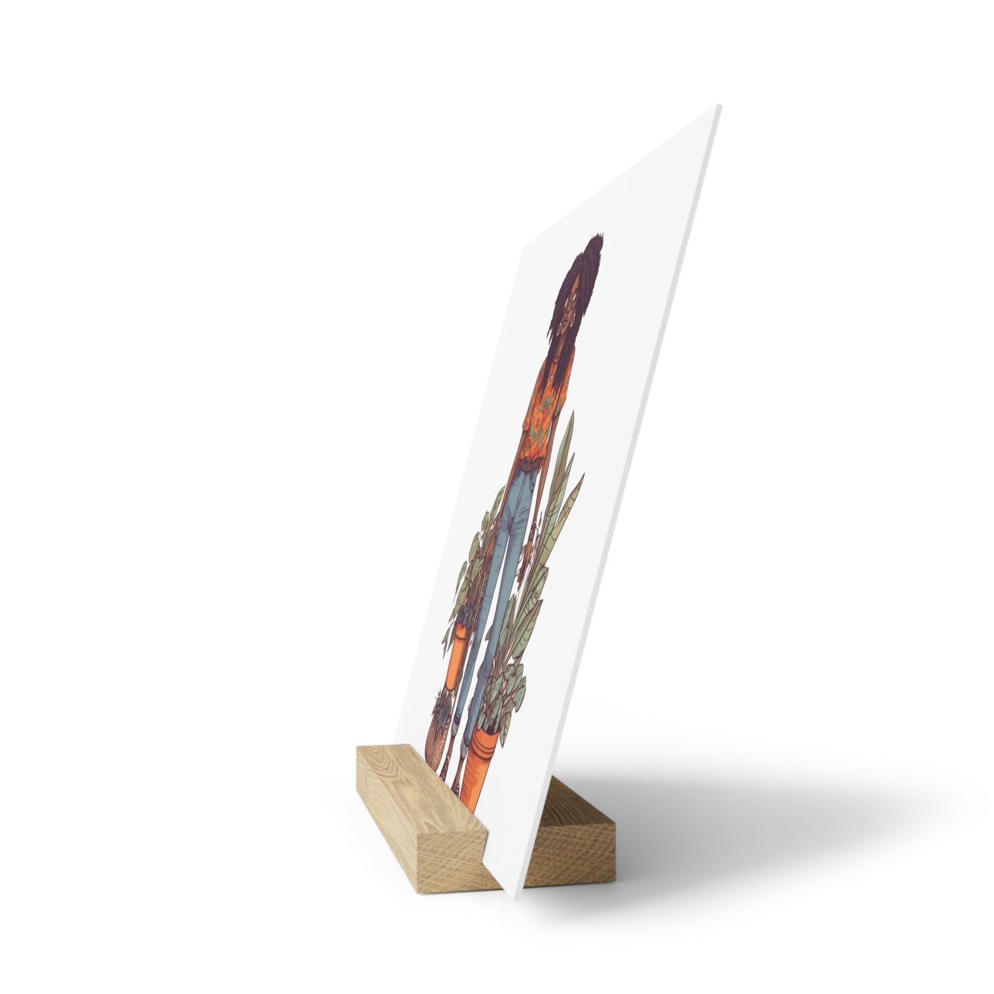 Plant Mom Collection| Kesha| Gallery Board with Stand | Black African American Women Plant Mom| Orange