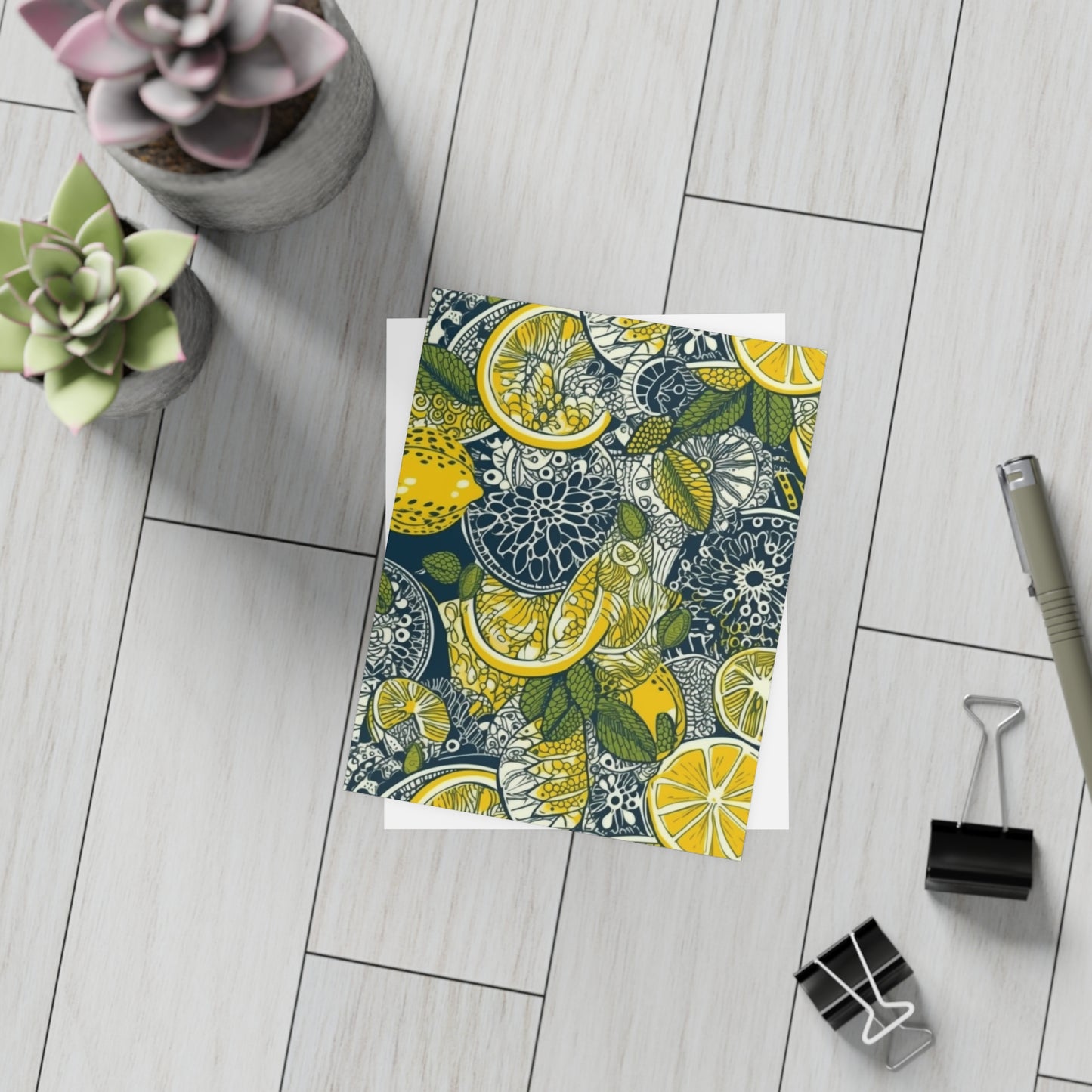 Lemons and Leaves | lemonade lace brunch Postcard Bundles (envelopes included)  | African Wax Print|