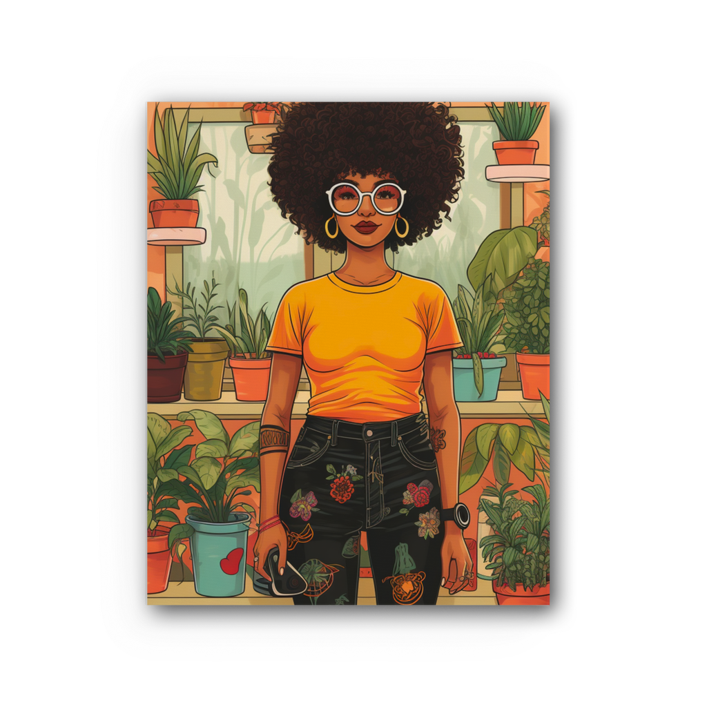 | Plant Mom Collection | Amina Tangerine | Premium Stretched Canvas