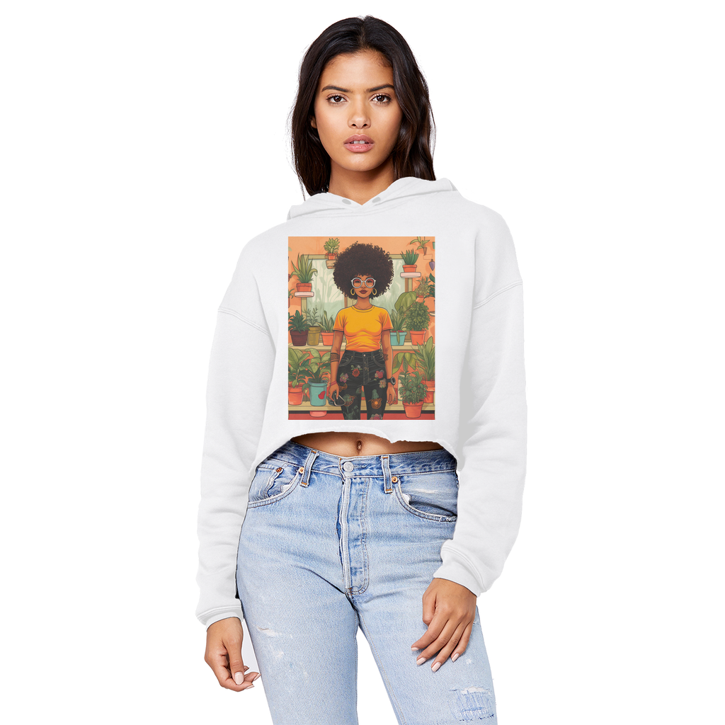 | Plant Mom Collection | Amina Tangerine | Cropped Raw Edge Boyfriend Hoodie